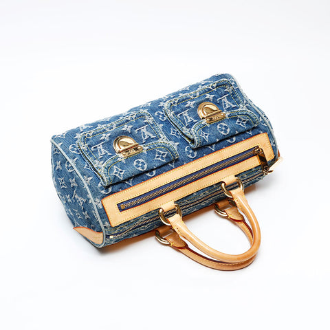 LOUIS VUITTON 2005 Monogram Denim Neo Speedy Handbag blue WS20783