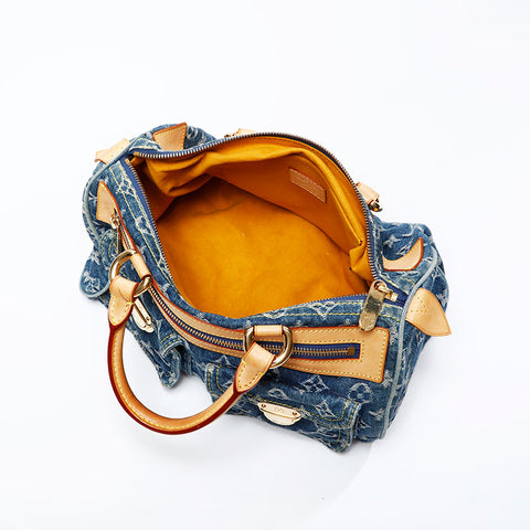 LOUIS VUITTON 2005 Monogram Denim Neo Speedy Handbag blue WS20783