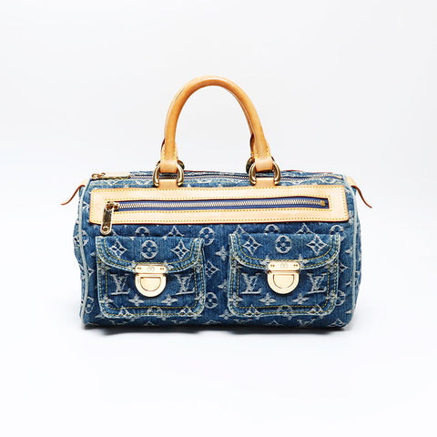 LOUIS VUITTON 2005 Monogram Denim Neo Speedy Handbag blue WS20783