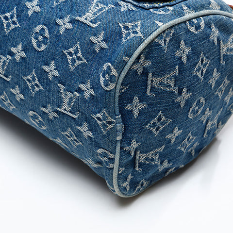 LOUIS VUITTON 2005 Monogram Denim Neo Speedy Handbag blue WS20783