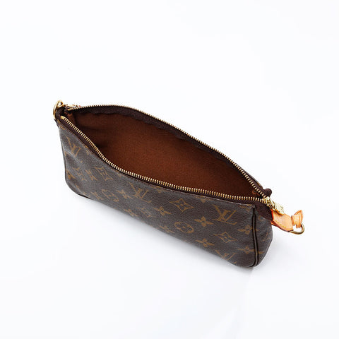 LOUIS VUITTON 2001 Monogram Pochette Accessoires Handbag Brown WS20790