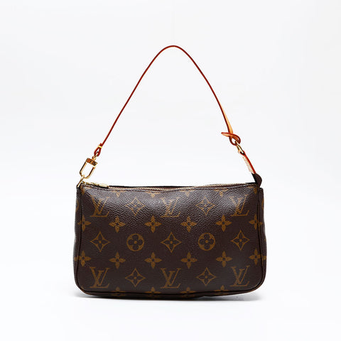 LOUIS VUITTON 2001 Monogram Pochette Accessoires Handbag Brown WS20790
