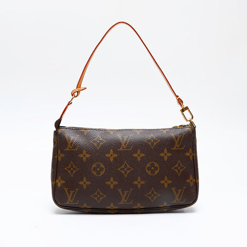 LOUIS VUITTON 2001 Monogram Pochette Accessoires Handbag Brown WS20790