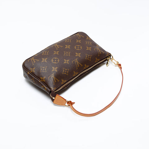 LOUIS VUITTON 2001 Monogram Pochette Accessoires Handbag Brown WS20790