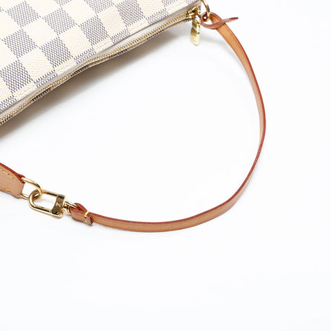 LOUIS VUITTON 2007 Damier Azur Pochette Accessoires Handbag white WS20791