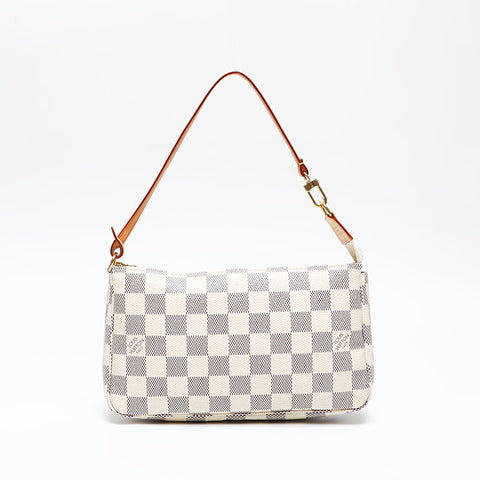 LOUIS VUITTON 2007 Damier Azur Pochette Accessoires Handbag white WS20791