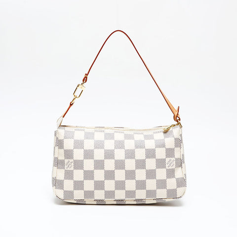 LOUIS VUITTON 2007 Damier Azur Pochette Accessoires Handbag white WS20791
