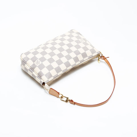 LOUIS VUITTON 2007 Damier Azur Pochette Accessoires Handbag white WS20791