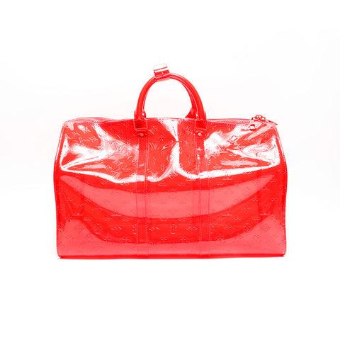 LOUIS VUITTON 2018 Monogram Keepall Bandouliere 50 Virgil Abloh Boston bag Red WS20792