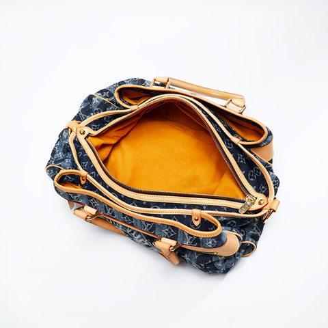 LOUIS VUITTON 2006 Monogram Denim Cavaley GM Handbag blue WS20797