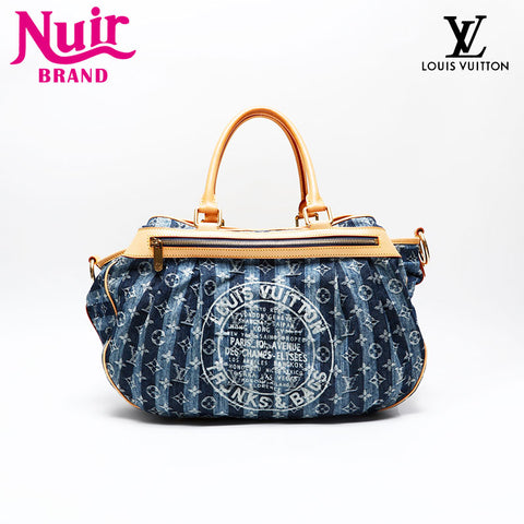 LOUIS VUITTON 2006 Monogram Denim Cavaley GM Handbag blue WS20797