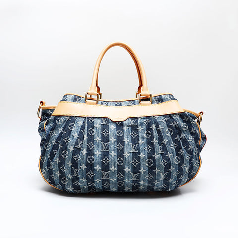 LOUIS VUITTON 2006 Monogram Denim Cavaley GM Handbag blue WS20797
