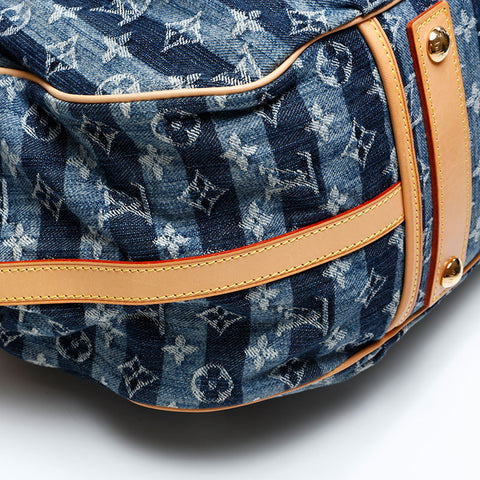 LOUIS VUITTON 2006 Monogram Denim Cavaley GM Handbag blue WS20797