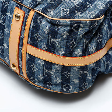LOUIS VUITTON 2006 Monogram Denim Cavaley GM Handbag blue WS20797
