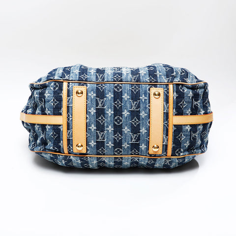 LOUIS VUITTON 2006 Monogram Denim Cavaley GM Handbag blue WS20797
