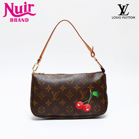 LOUIS VUITTON 2004 Monogram Takashi Murakami Cherry Pochette Accessories Handbag Brown WS20798