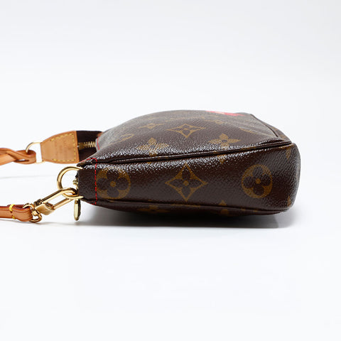 LOUIS VUITTON 2004 Monogram Takashi Murakami Cherry Pochette Accessories Handbag Brown WS20798