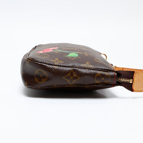 LOUIS VUITTON 2004 Monogram Takashi Murakami Cherry Pochette Accessories Handbag Brown WS20798