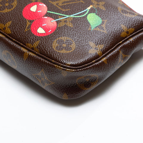 LOUIS VUITTON 2004 Monogram Takashi Murakami Cherry Pochette Accessories Handbag Brown WS20798