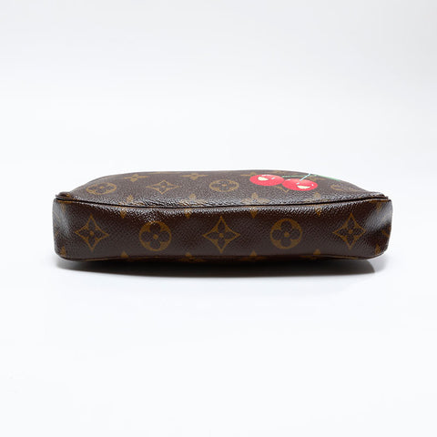 LOUIS VUITTON 2004 Monogram Takashi Murakami Cherry Pochette Accessories Handbag Brown WS20798