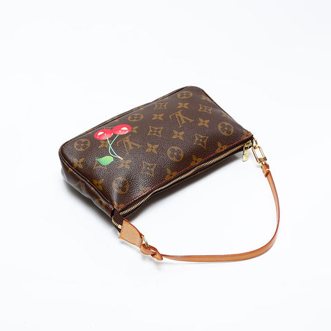 LOUIS VUITTON 2004 Monogram Takashi Murakami Cherry Pochette Accessories Handbag Brown WS20798