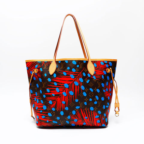 LOUIS VUITTON 2016 Monogram Jungle Dot Neverfull MM Tote Bag Brown WS20799