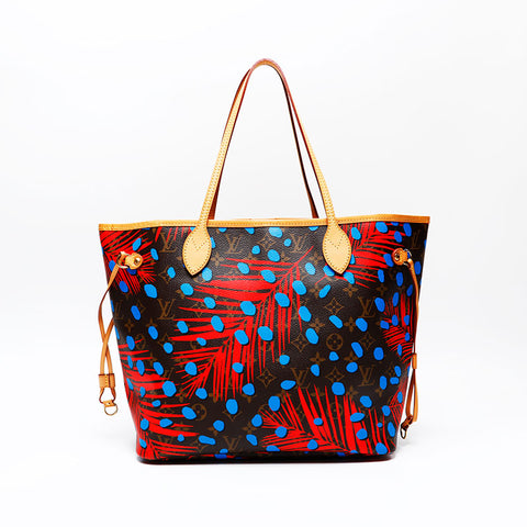 LOUIS VUITTON 2016 Monogram Jungle Dot Neverfull MM Tote Bag Brown WS20799