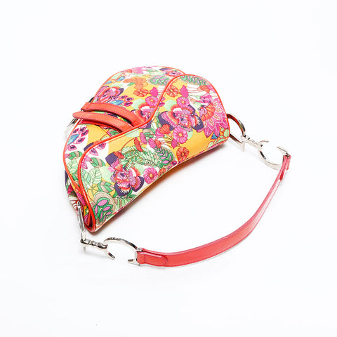 Christian Dior Flower-print canvas saddlebag Shoulder Bag multicolor WS20804
