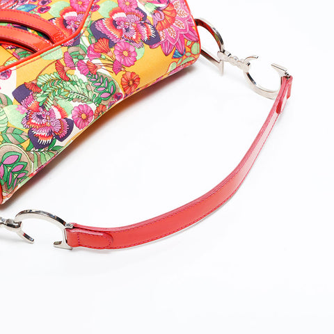 Christian Dior Flower-print canvas saddlebag Shoulder Bag multicolor WS20804
