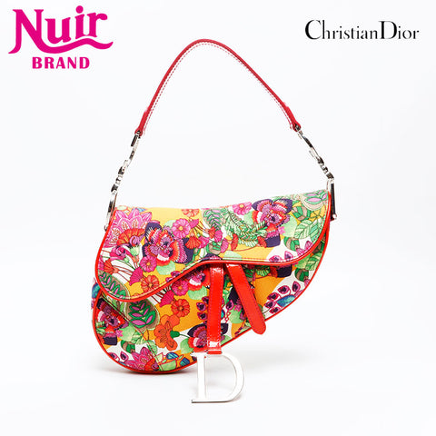 Christian Dior Flower-print canvas saddlebag Shoulder Bag multicolor WS20804