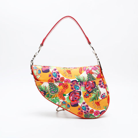 Christian Dior Flower-print canvas saddlebag Shoulder Bag multicolor WS20804