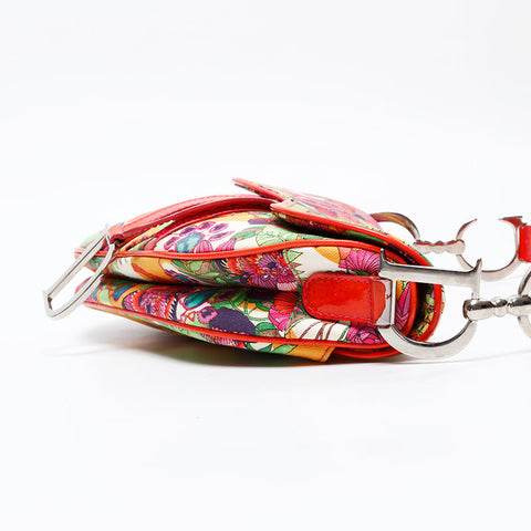 Christian Dior Flower-print canvas saddlebag Shoulder Bag multicolor WS20804