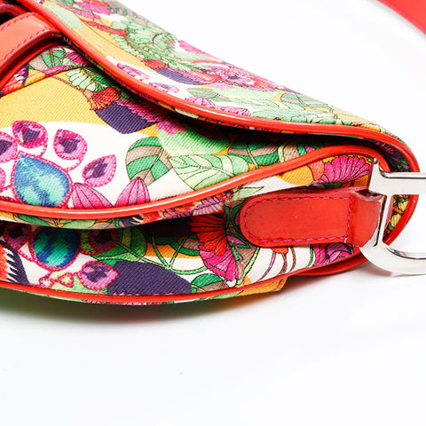 Christian Dior Flower-print canvas saddlebag Shoulder Bag multicolor WS20804