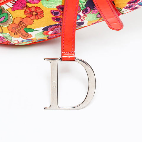 Christian Dior Flower-print canvas saddlebag Shoulder Bag multicolor WS20804