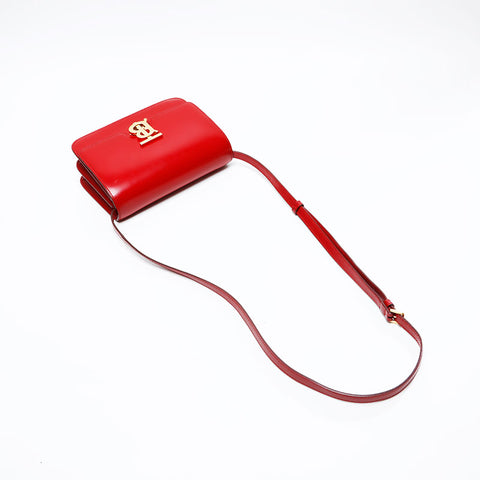 BURBERRY Leather TB logo Shoulder Bag Red WS20805
