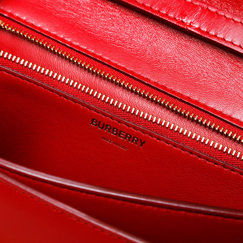 BURBERRY Leather TB logo Shoulder Bag Red WS20805