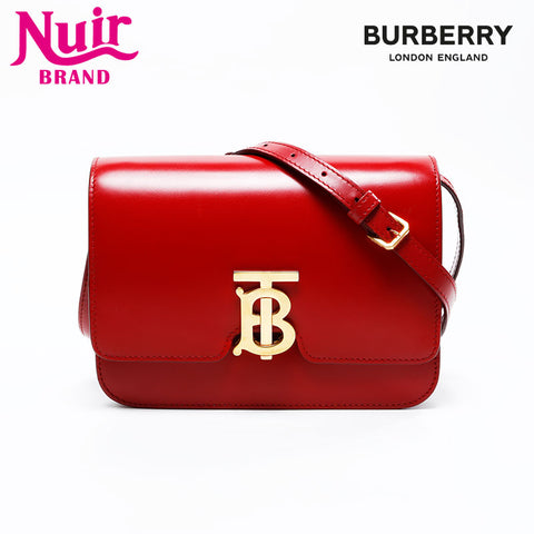 BURBERRY Leather TB logo Shoulder Bag Red WS20805