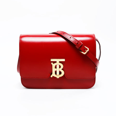 BURBERRY Leather TB logo Shoulder Bag Red WS20805