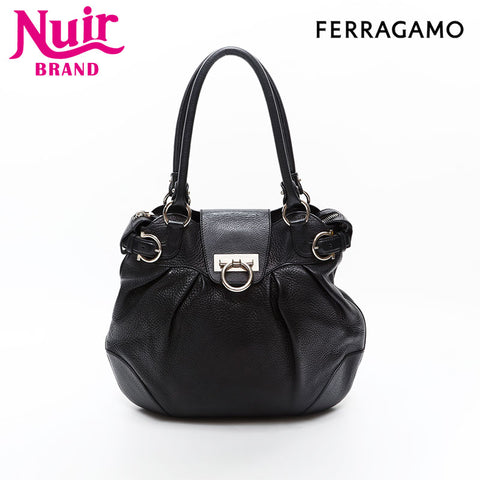 Salvatore Ferragamo Leather Gancini Shoulder Bag black WS20808