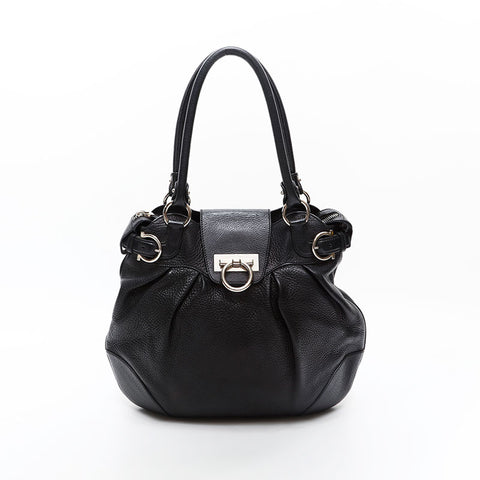 Salvatore Ferragamo Leather Gancini Shoulder Bag black WS20808