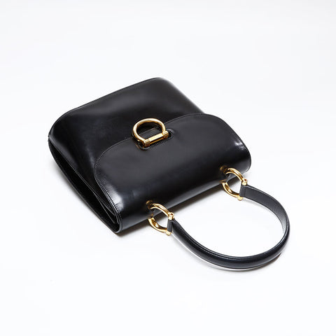 CELINE Gancini leather top handle Handbag black WS20814