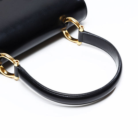 CELINE Gancini leather top handle Handbag black WS20814