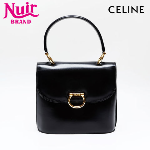 CELINE Gancini leather top handle Handbag black WS20814