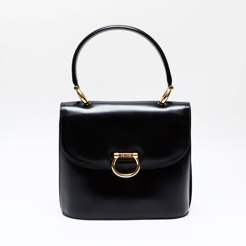 CELINE Gancini leather top handle Handbag black WS20814