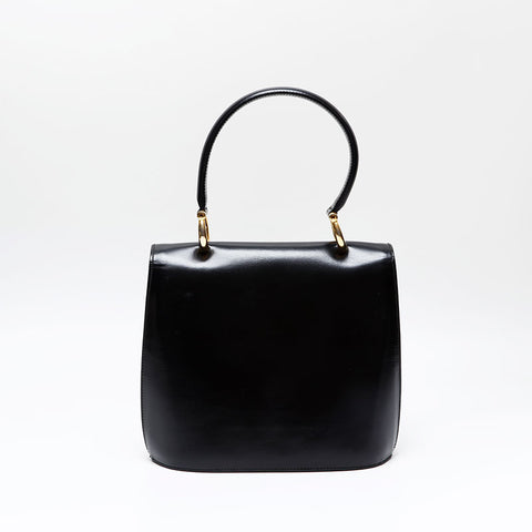 CELINE Gancini leather top handle Handbag black WS20814