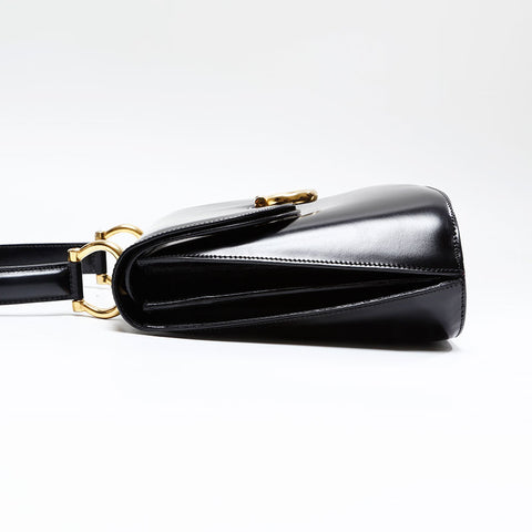 CELINE Gancini leather top handle Handbag black WS20814
