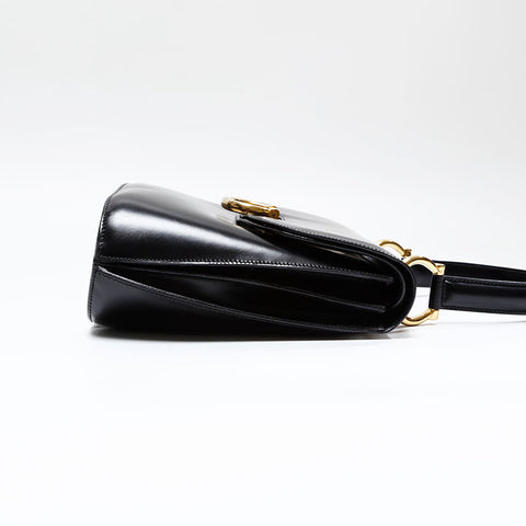 CELINE Gancini leather top handle Handbag black WS20814