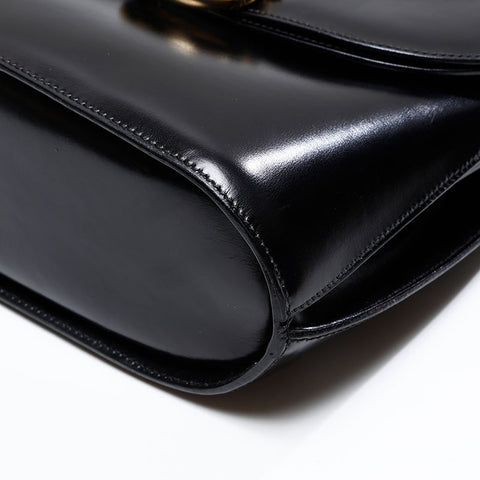 CELINE Gancini leather top handle Handbag black WS20814