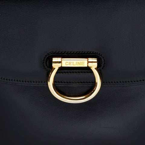 CELINE Gancini leather top handle Handbag black WS20814