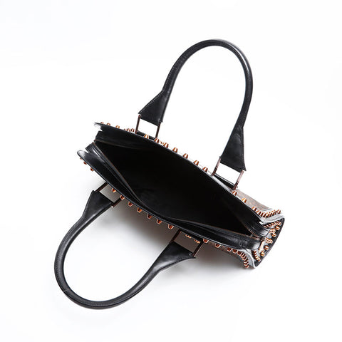 FENDI Zucchino Studs Handbag Brown WS20816
